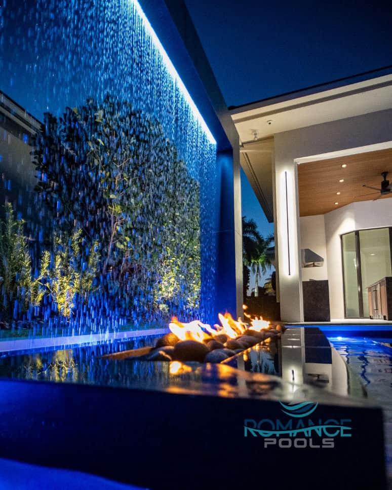 Romance Pools Sheer Rain Curtain Romance Pools Sheer Rain Curtain & Accent Lighting Designs